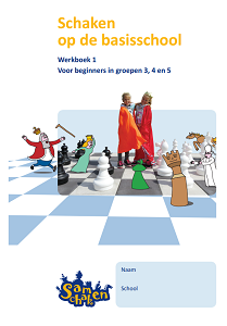 Afbeelding van Werkboek 1 van de lesmethode Schaken op de basisschool. Werkboek 1 is voor beginners in groepen 3, 4 en 5.